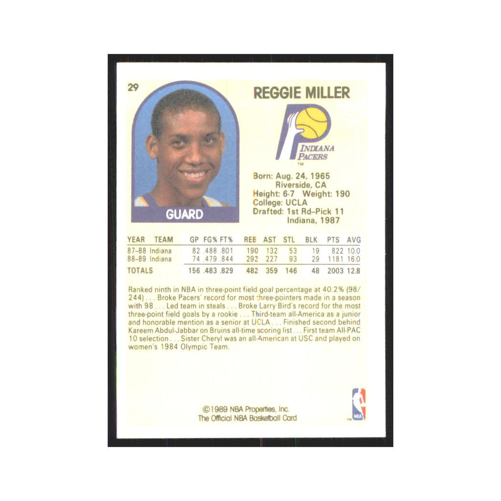 Reggie Miller 1989 NBA Hoops #29 Indiana Pacers Basketball Card NM