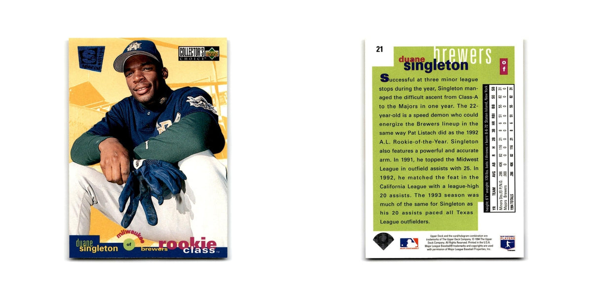 Duane Singleton Rookie 1995 Collector's Choice SE #21 Milwaukee Brewers NM