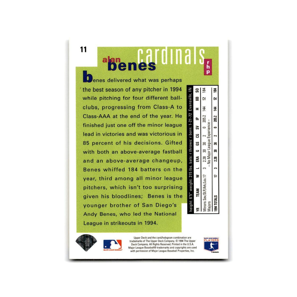 Alan Benes Rookie 1995 Collector's Choice SE #11 St. Louis Cardinals NM
