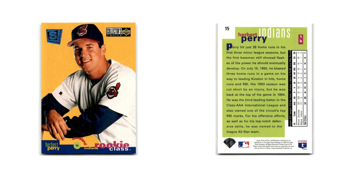 Herbert Perry Rookie 1995 Collector's Choice SE #15 Cleveland Indians NM