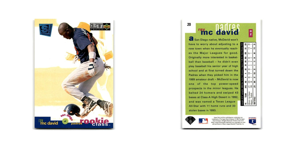 Ray McDavid Rookie 1995 Collector's Choice SE #20 San Diego Padres NM
