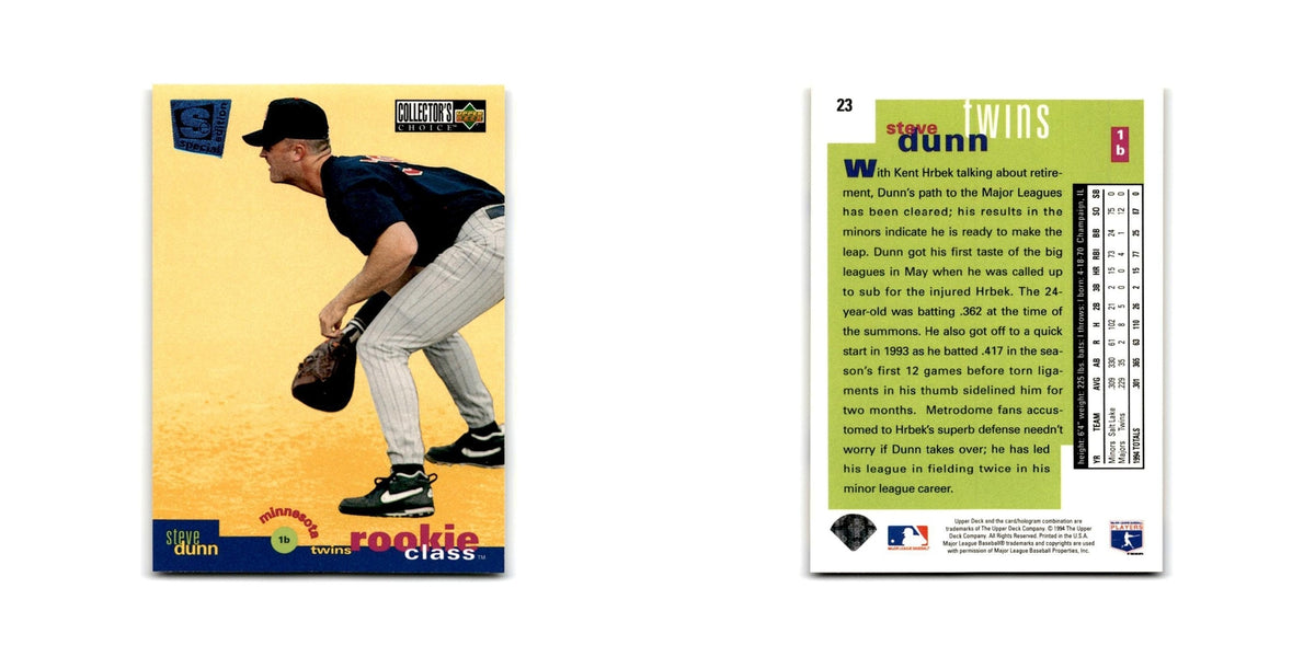 Steve Dunn Rookie 1995 Collector's Choice SE #23 Minnesota Twins NM