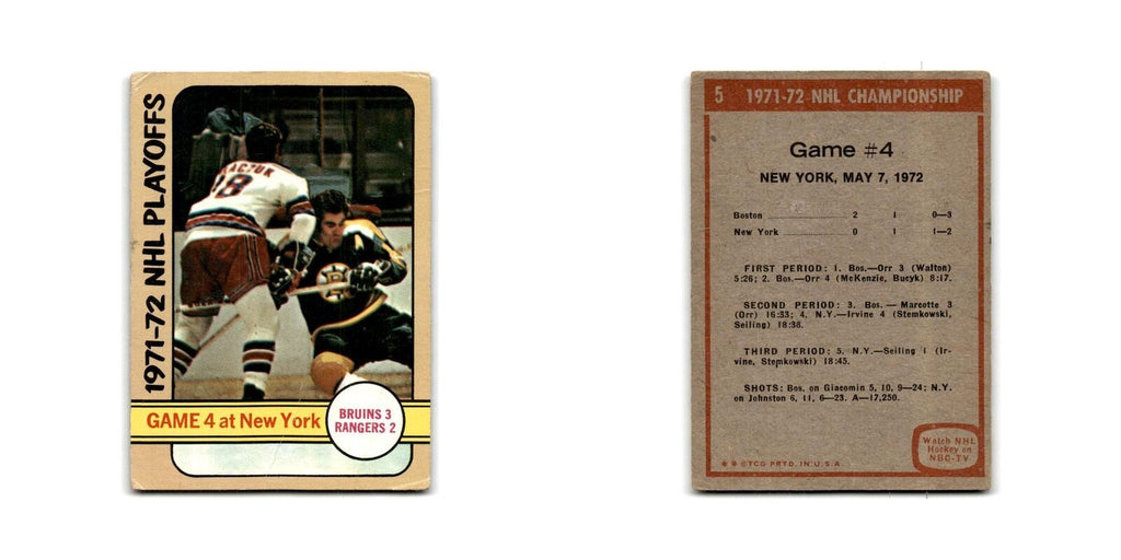 1972 Topps Rangers v Bruins NHL Playoffs #5