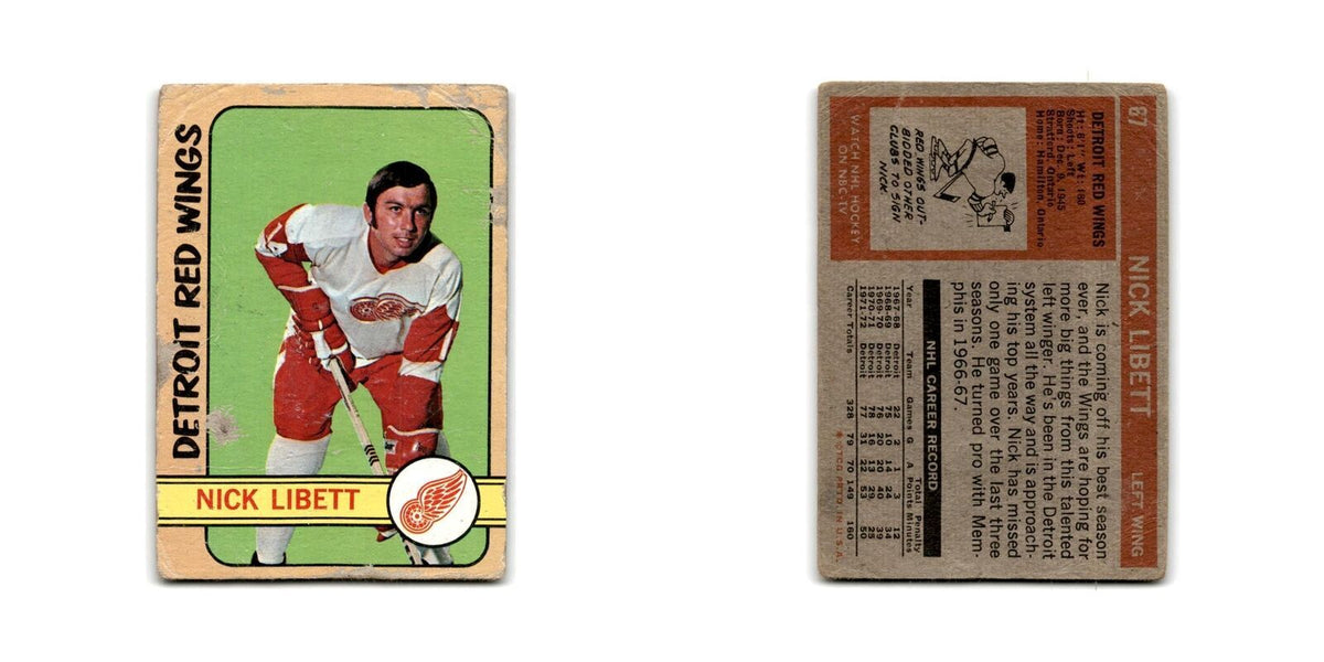 1972 Topps Nick Libett Detroit Red Wings #45