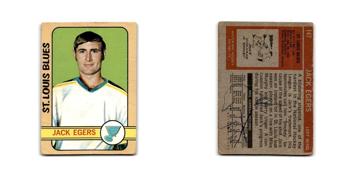 1972 Topps Jack Egers RC St. Louis Blues #147