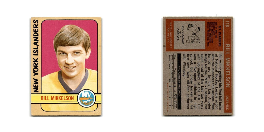 1972 Topps Bill Mikkelson RC New York Islanders #118