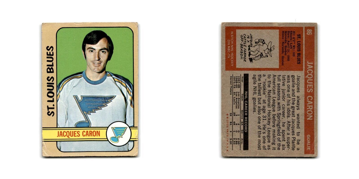 1972 Topps Jacques Caron RC St. Louis Blues #86