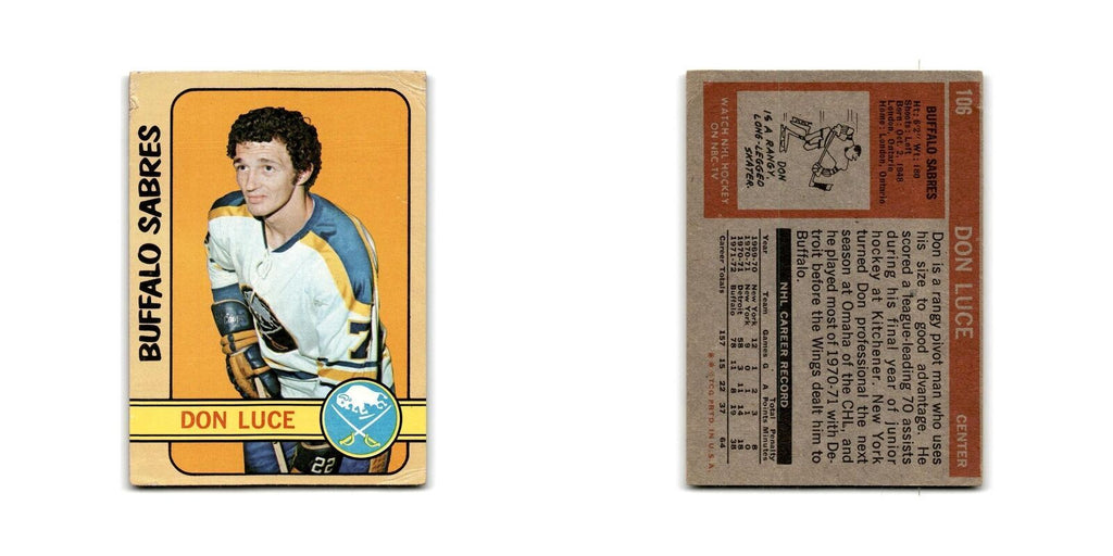 1972 Topps Don Luce Buffalo Sabres #106
