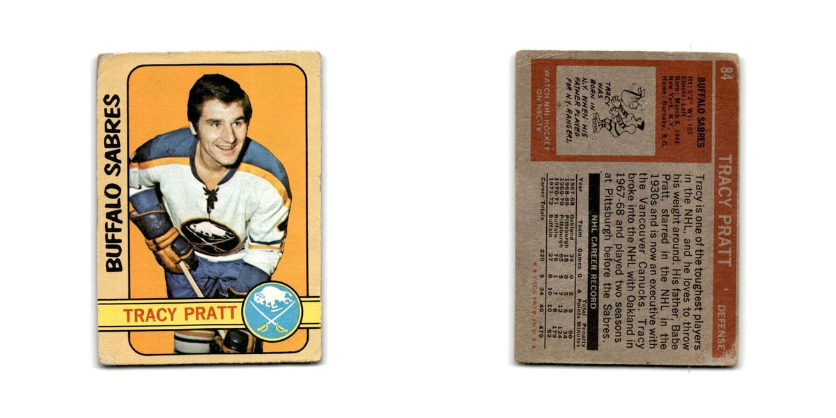 1972 Topps Tracy Pratt Buffalo Sabres #84