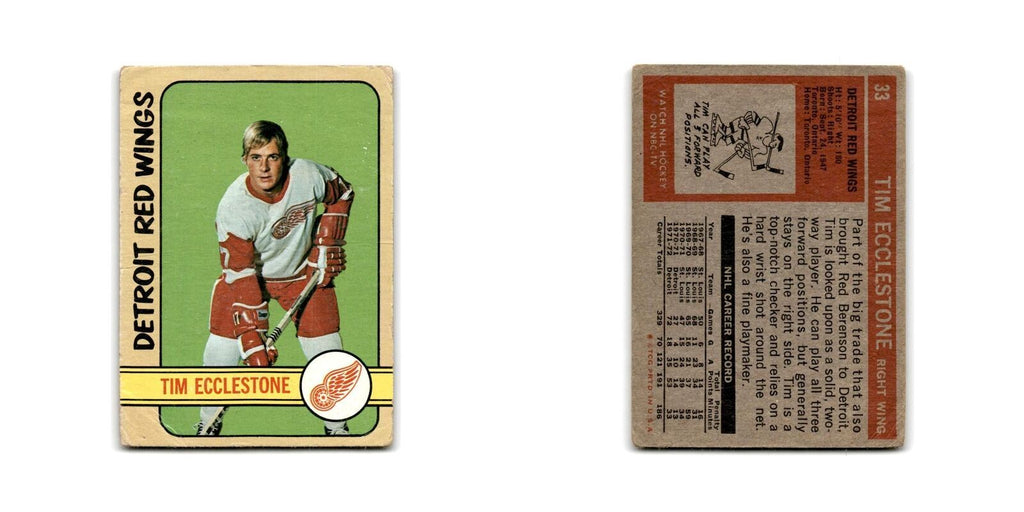 1972 Topps Tim Ecclestone Detroit Red Wings #33