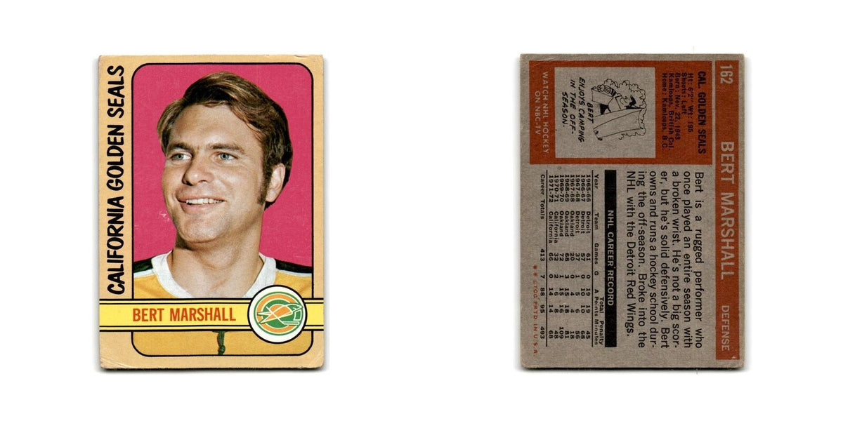 1972 Topps Bert Marshall California Golden Seals #162