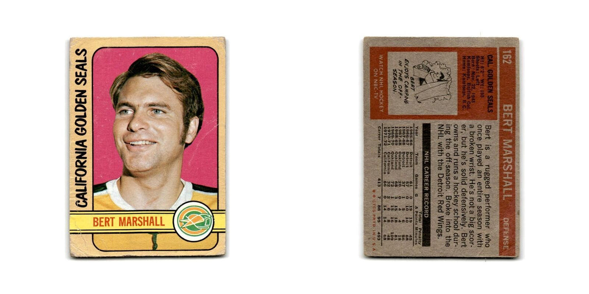 1972 Topps Bert Marshall California Golden Seals #162