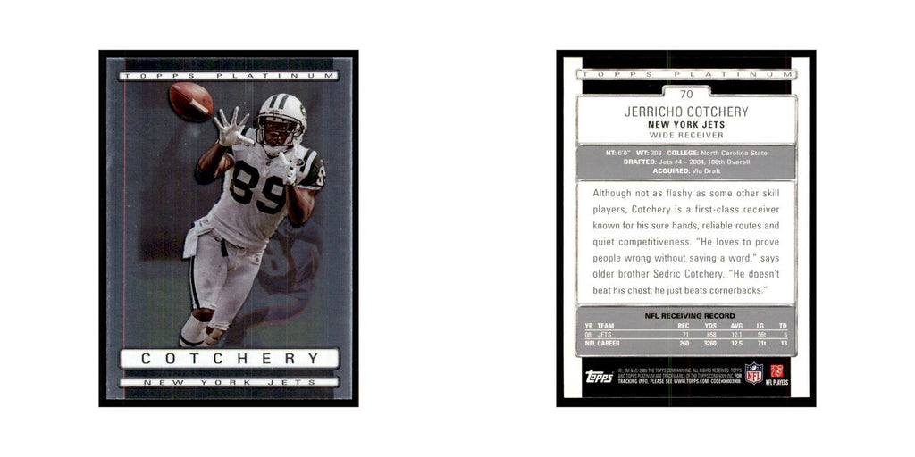 2009 Topps Platinum Jerricho Cotchery Football Cards #70