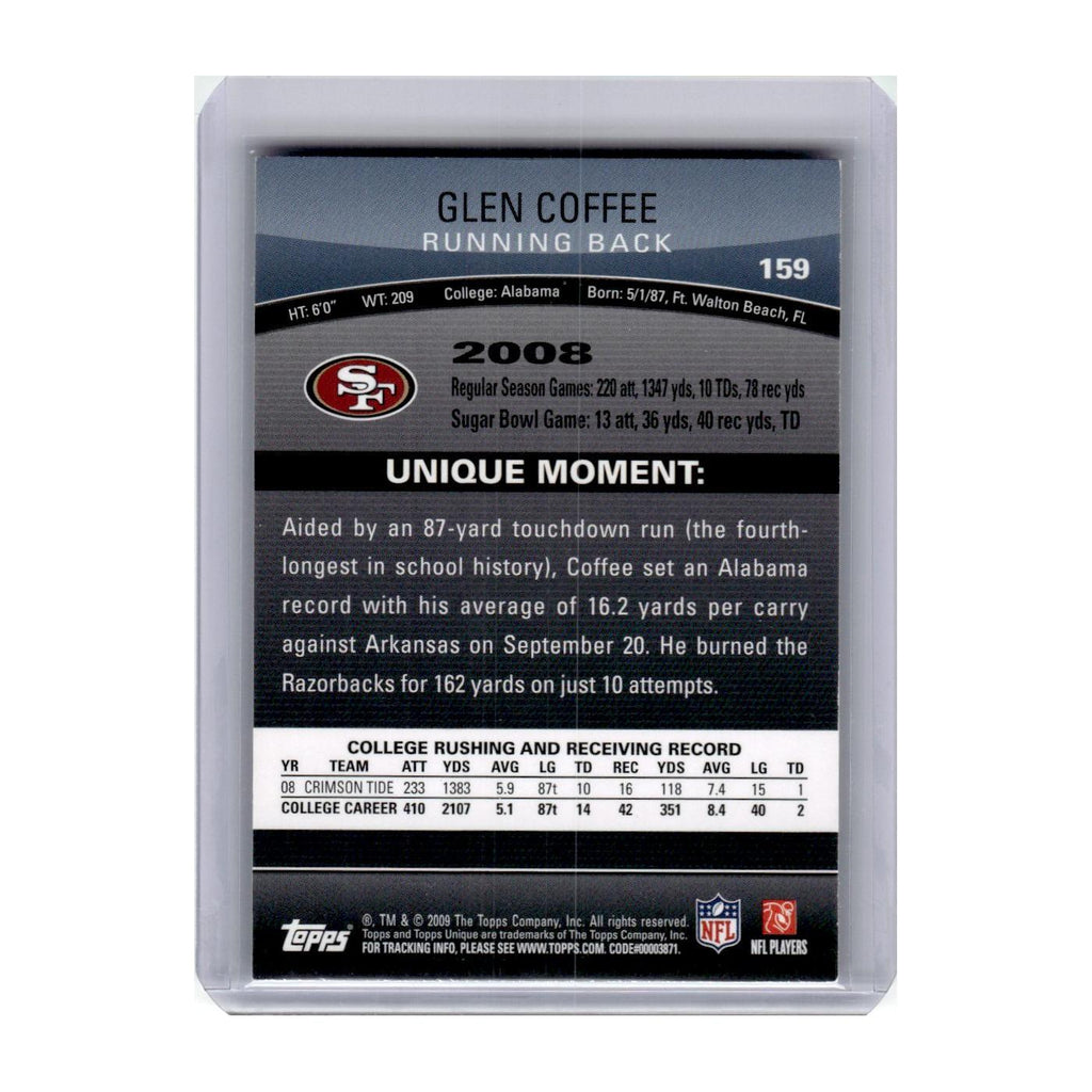 2009 Topps Unique Glen Coffee RC 49ers #159