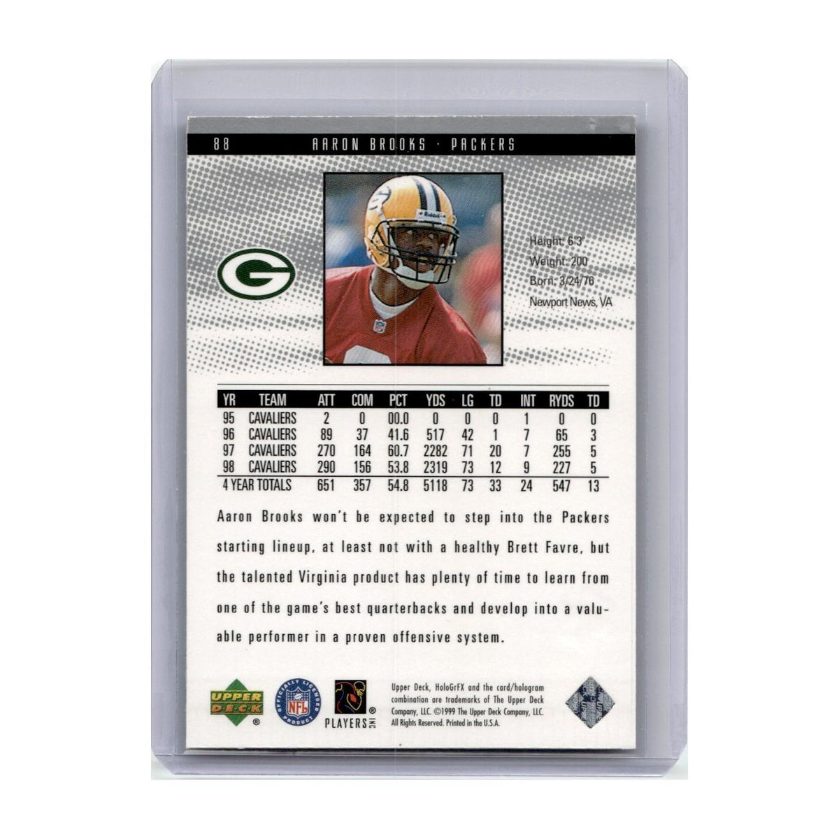 1999 Upper Deck HoloGrFX Aaron Brooks RC Packers #88