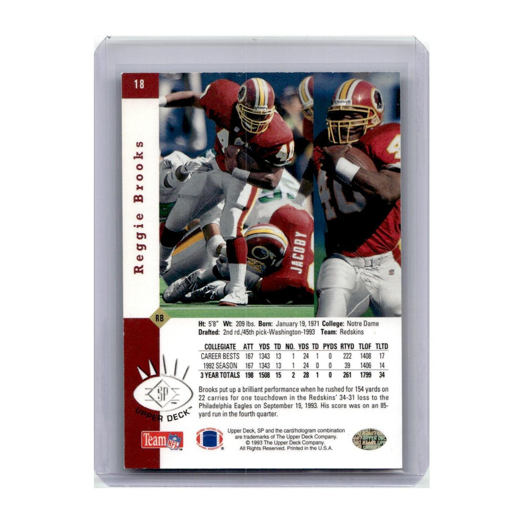 1993 SP Reggie Brooks RC Redskins #18