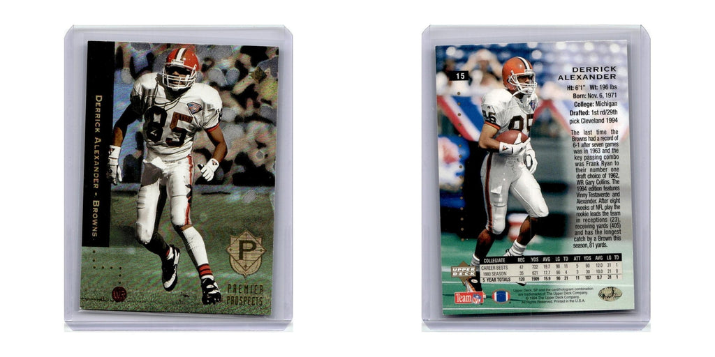 1994 SP Premier Prospects Derrick Alexander RC Browns #15