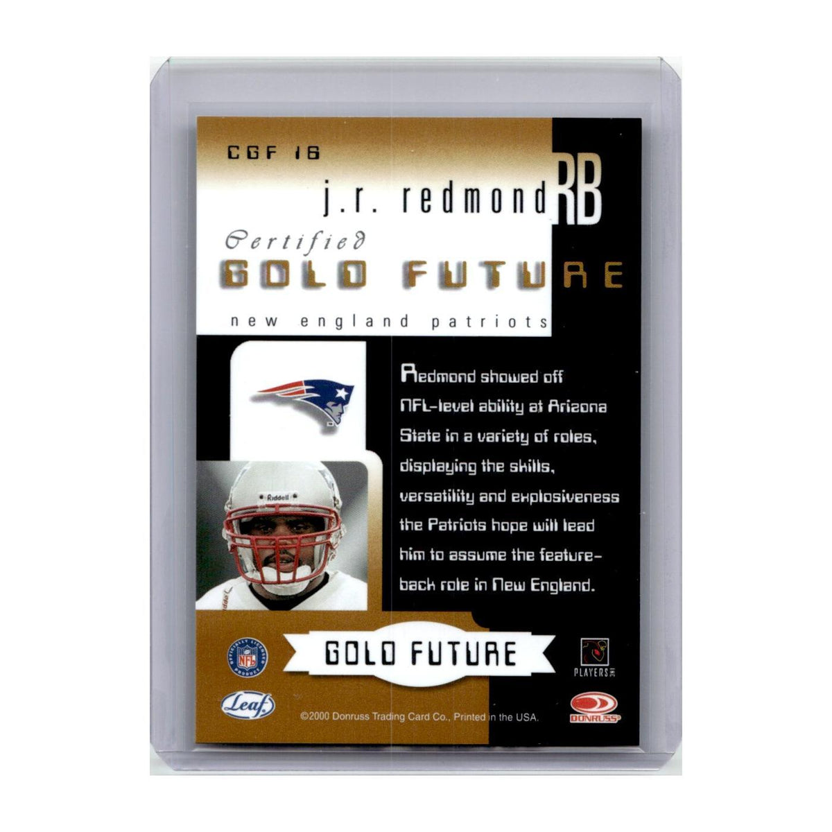 2000 Leaf Certified Gold Future J.R. Redmond Patriots #CGF16