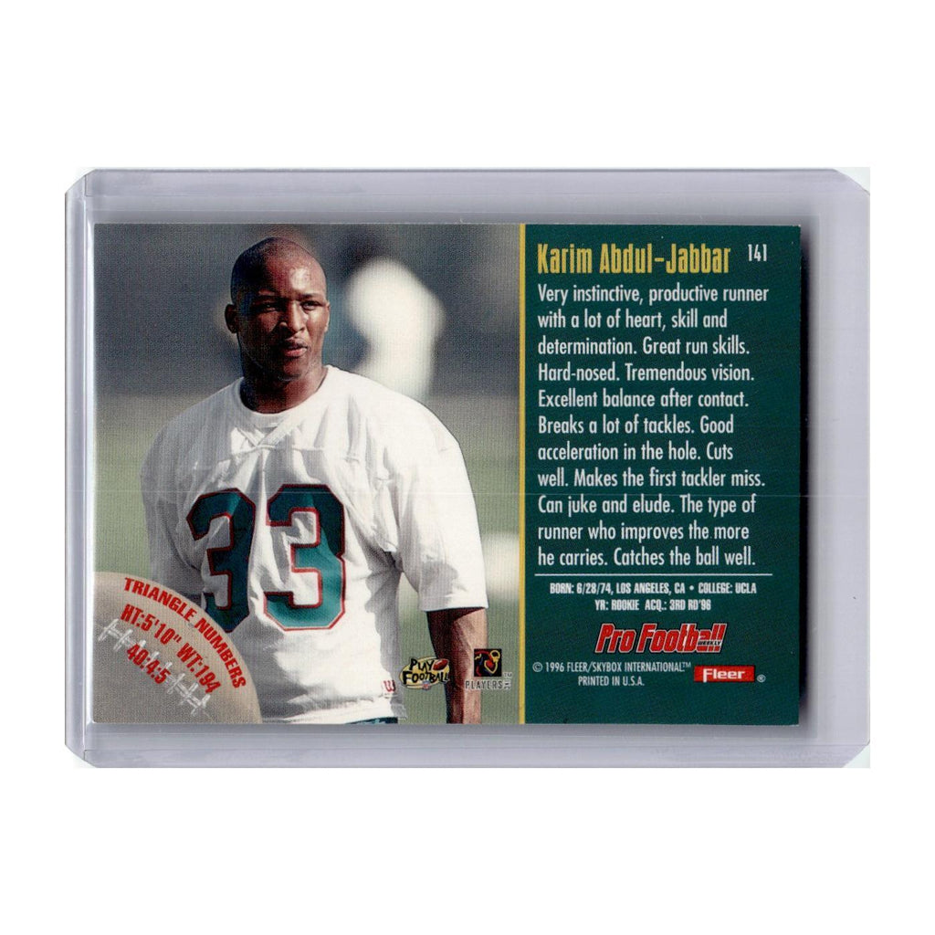 1996 Fleer Karim Abdul-Jabbar RC Dolphins #141