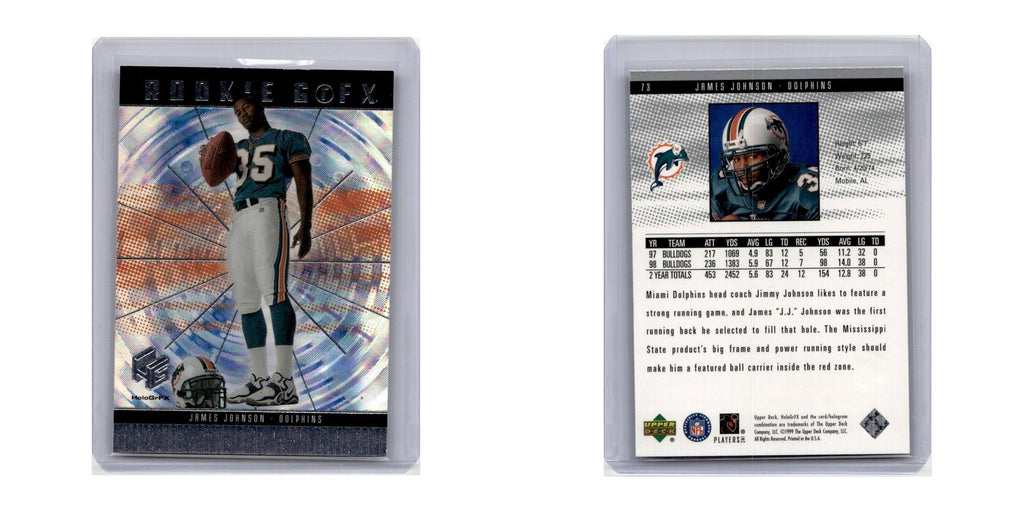 1999 Upper Deck HoloGrFX James Johnson RC Dolphins #73