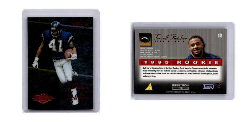1995 Select Certified Terrell Fletcher RC San Diego Chargers #131