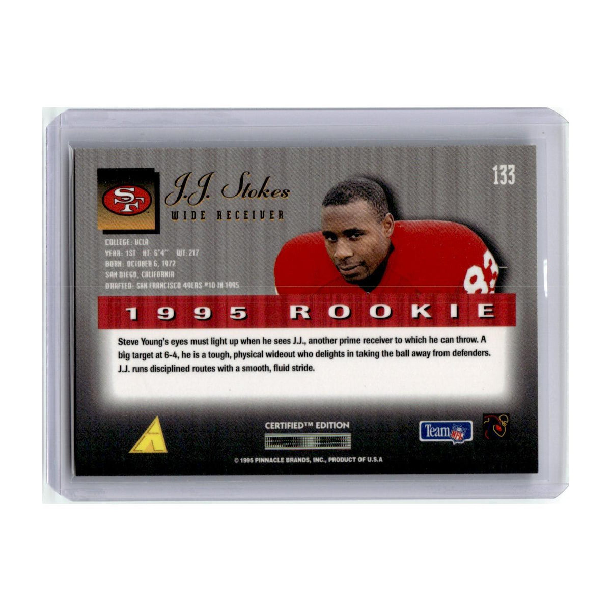 1995 Select Certified J.J. Stokes RC 49ers #133