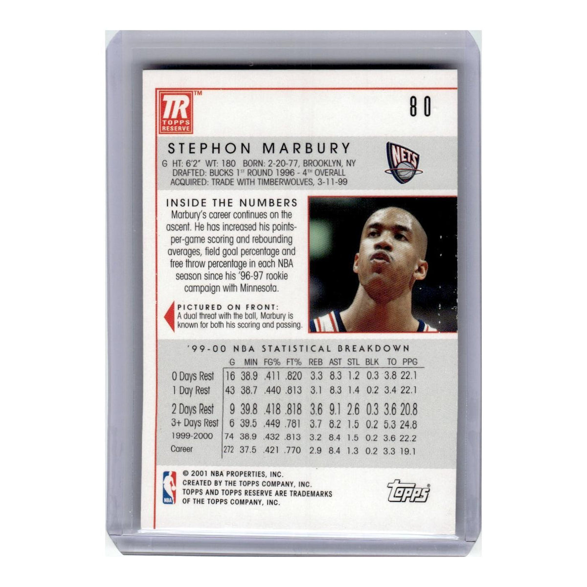 2000 Topps Reserve Stephon Marbury Nets #80