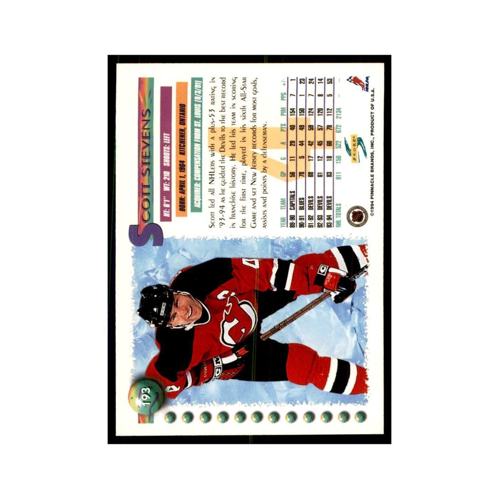 Scott Stevens 1994 Score #193 Hockey Cards Hockey Card NM