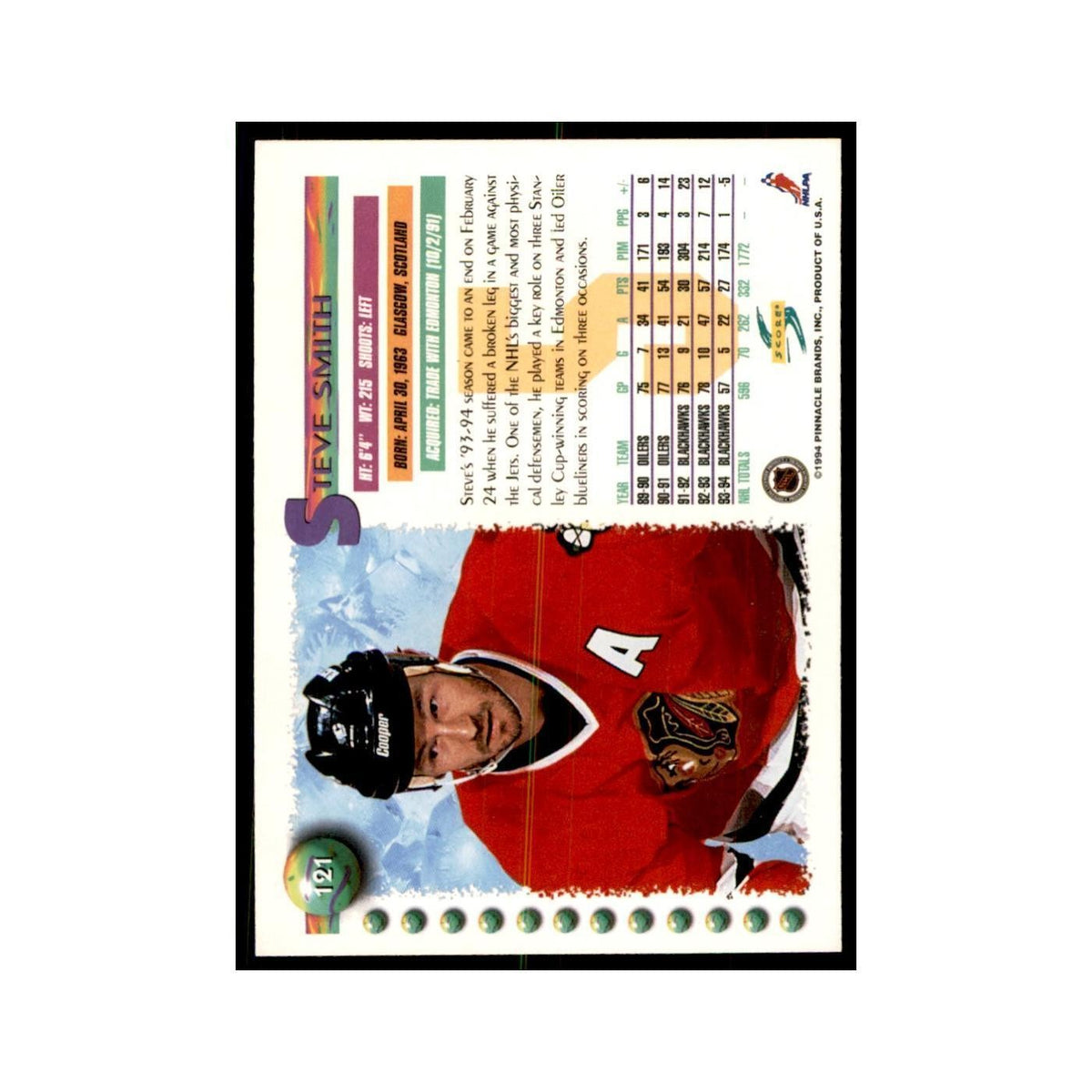 Steve Smith 1994 Score #121 Hockey Cards Hockey Card NM
