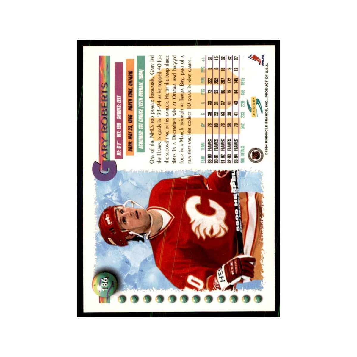 Gary Roberts 1994 Score #186 Hockey Cards Hockey Card NM
