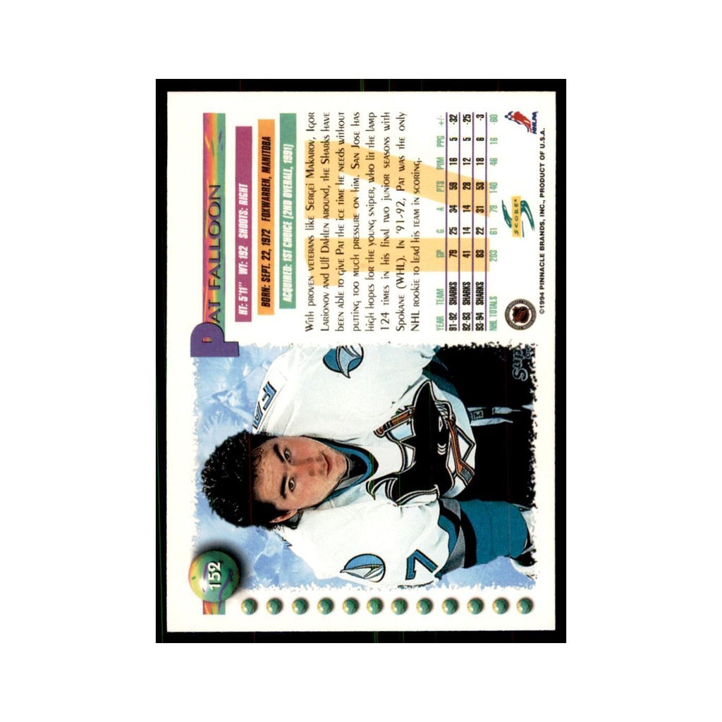 Pat Falloon 1994 Score #152 Hockey Cards Hockey Card NM