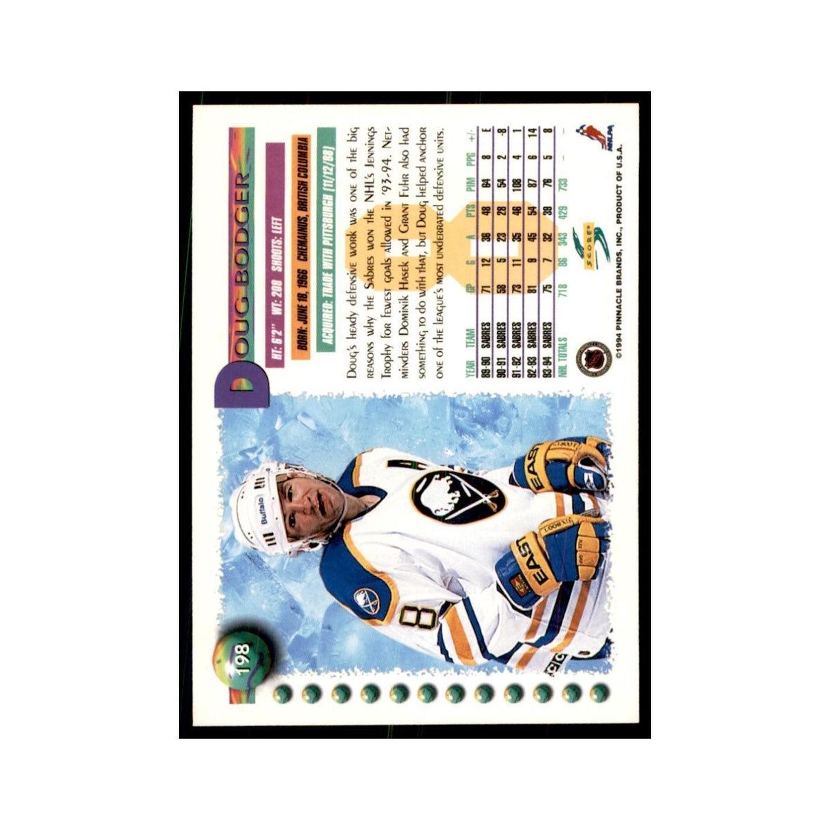 Doug Bodger 1994 Score #198 Hockey Cards Hockey Card NM