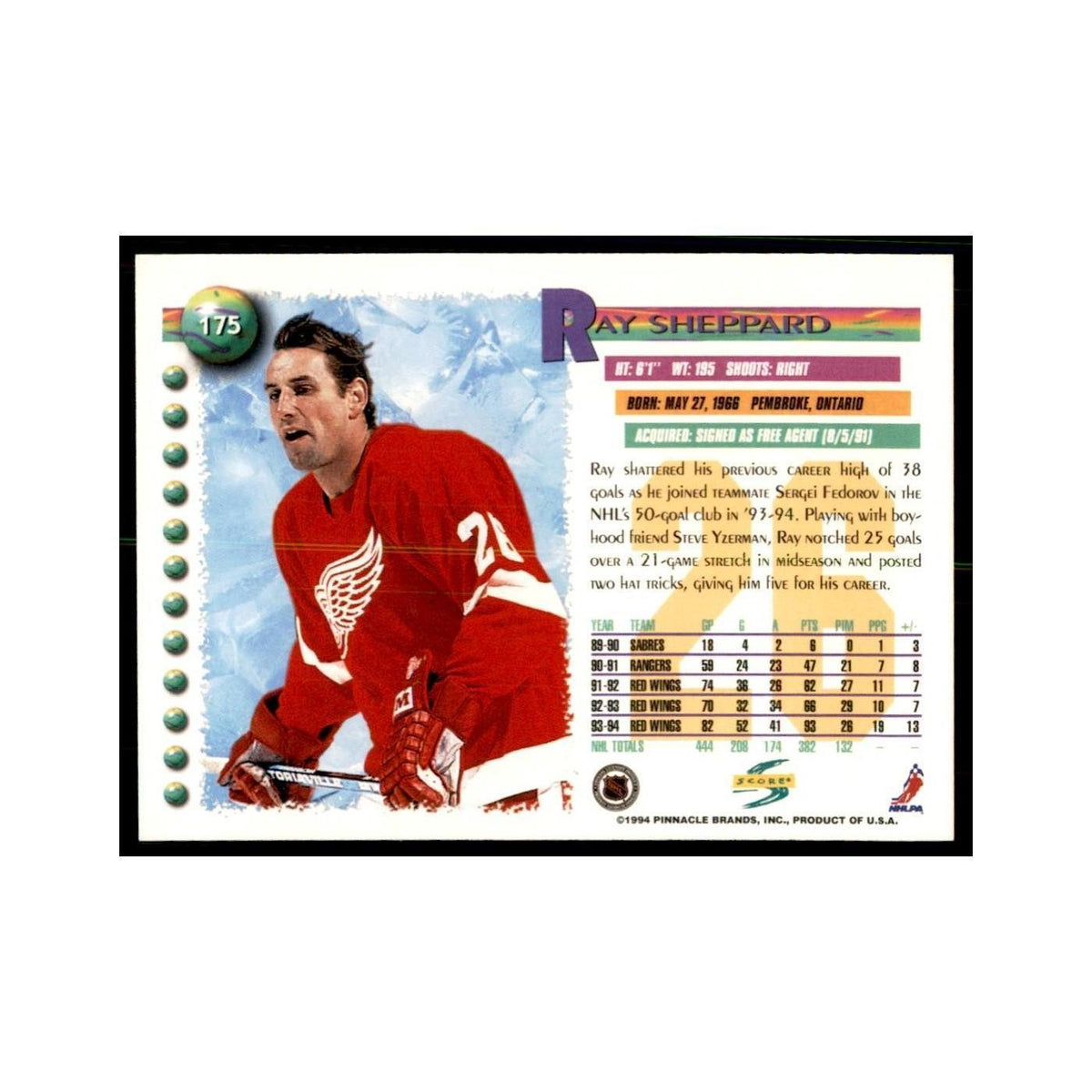 Ray Sheppard 1994 Score #175 Hockey Cards Hockey Card NM