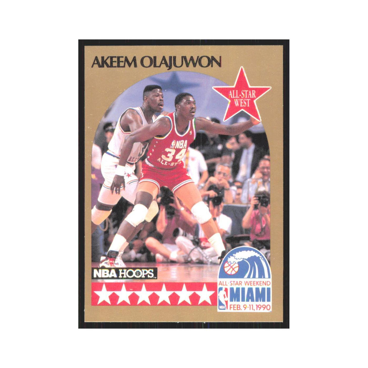 Akeem Olajuwon 1990 NBA Hoops #23 Houston Rockets Basketball Card NM