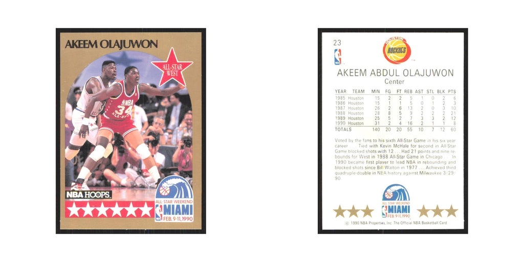 Akeem Olajuwon 1990 NBA Hoops #23 Houston Rockets Basketball Card NM