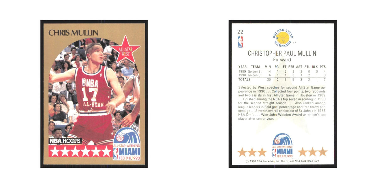 Chris Mullin 1990 NBA Hoops #22 Golden State Warriors Basketball Card NM