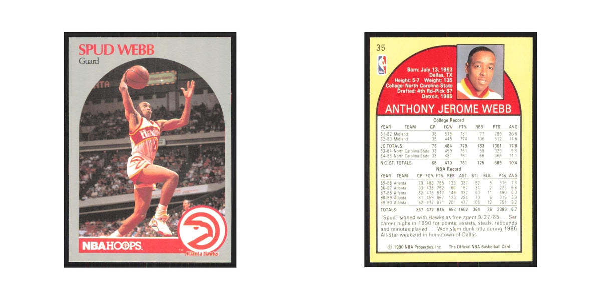 Spud Webb 1990 NBA Hoops #35 Atlanta Hawks Basketball Card NM