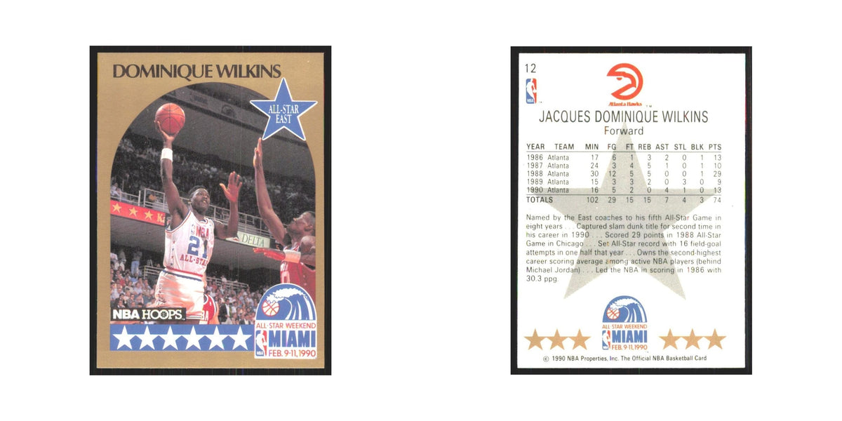 Dominique Wilkins 1990 NBA Hoops #12 Atlanta Hawks Basketball Card NM