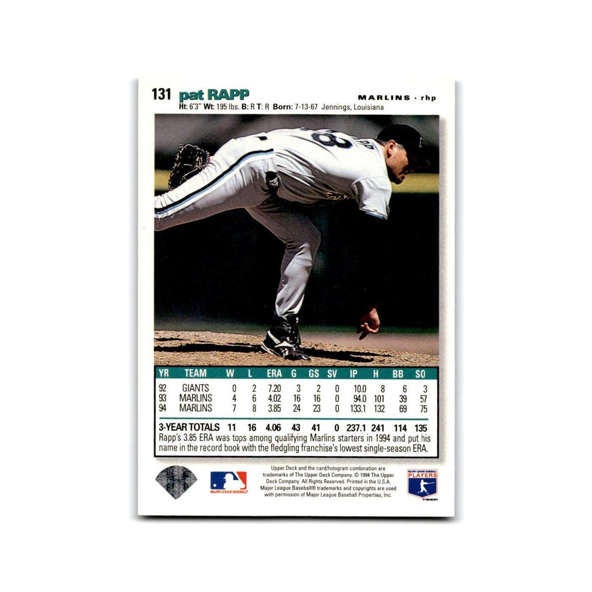 Paul Rapp 1995 Collector's Choice SE #131 Florida Marlins Baseball Card NM
