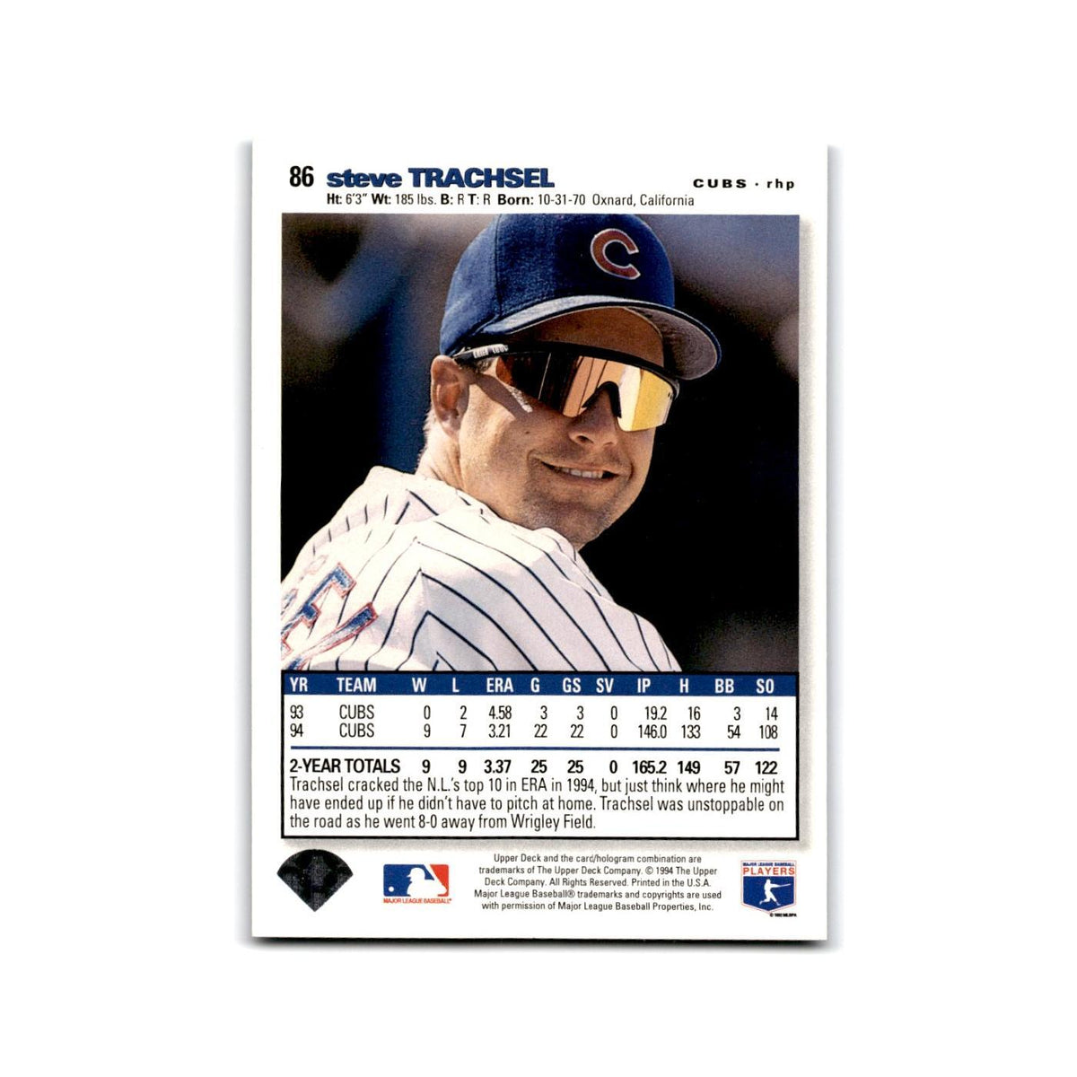 Steve Trachsel 1995 Collector's Choice SE #86 Chicago Cubs Baseball Card NM