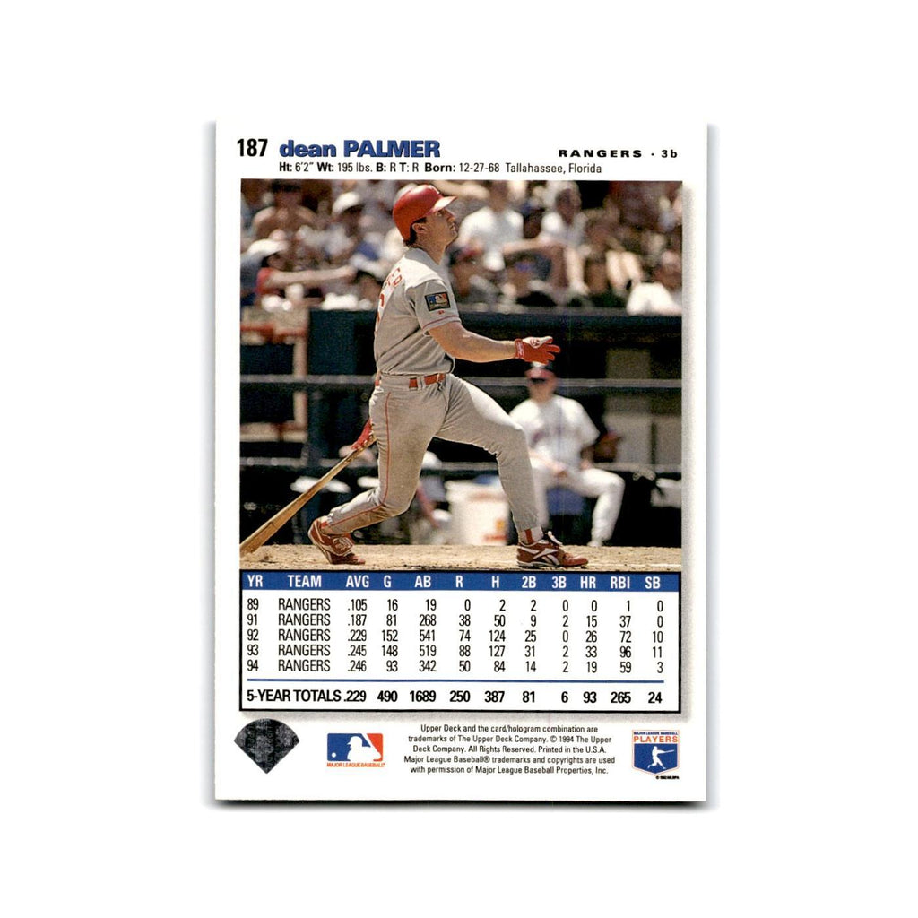Dean Palmer 1995 Collector's Choice SE #187 Texas Rangers Baseball Card NM
