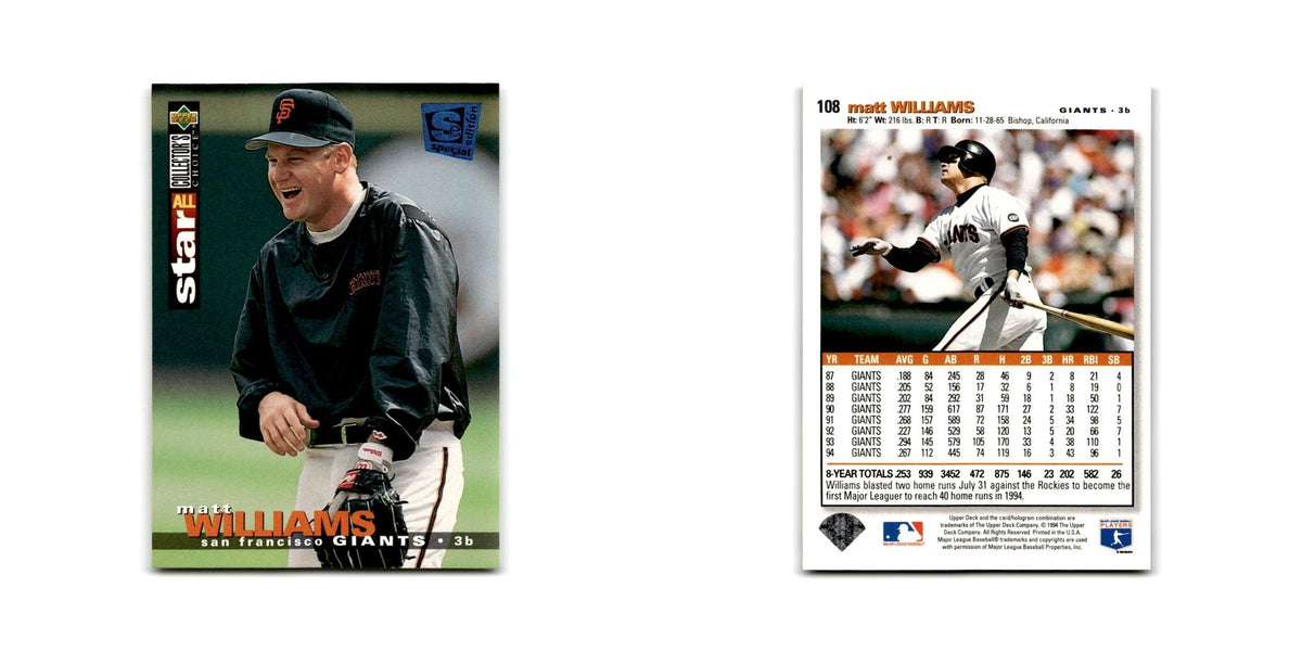 Matt Williams 1995 Collector's Choice SE #108 San Francisco Giants NM