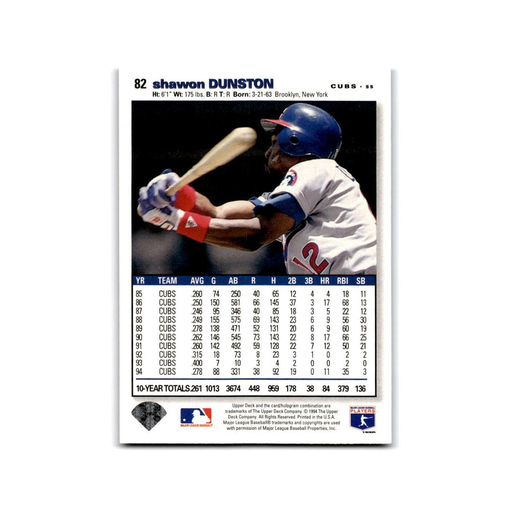 Shawon Dunston 1995 Collector's Choice SE #82 Chicago Cubs Baseball Card NM