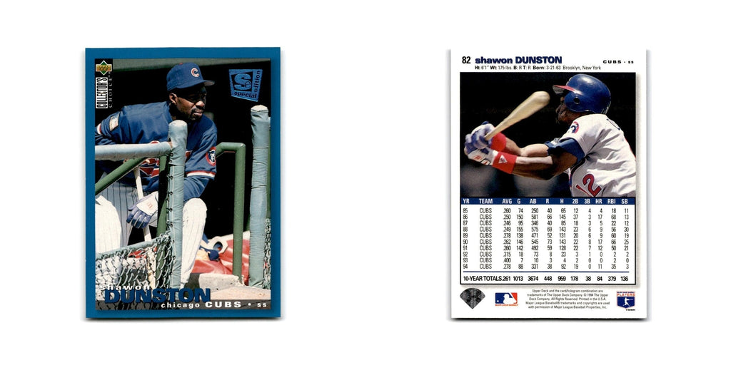 Shawon Dunston 1995 Collector's Choice SE #82 Chicago Cubs Baseball Card NM