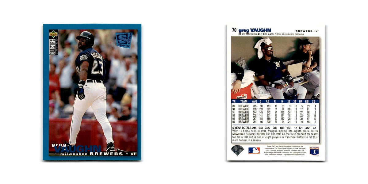 Greg Vaughn 1995 Collector's Choice SE #70 Milwaukee Brewers Baseball Card NM