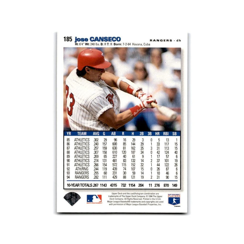 Jose Canseco 1995 Collector's Choice SE #185 Texas Rangers Baseball Card NM