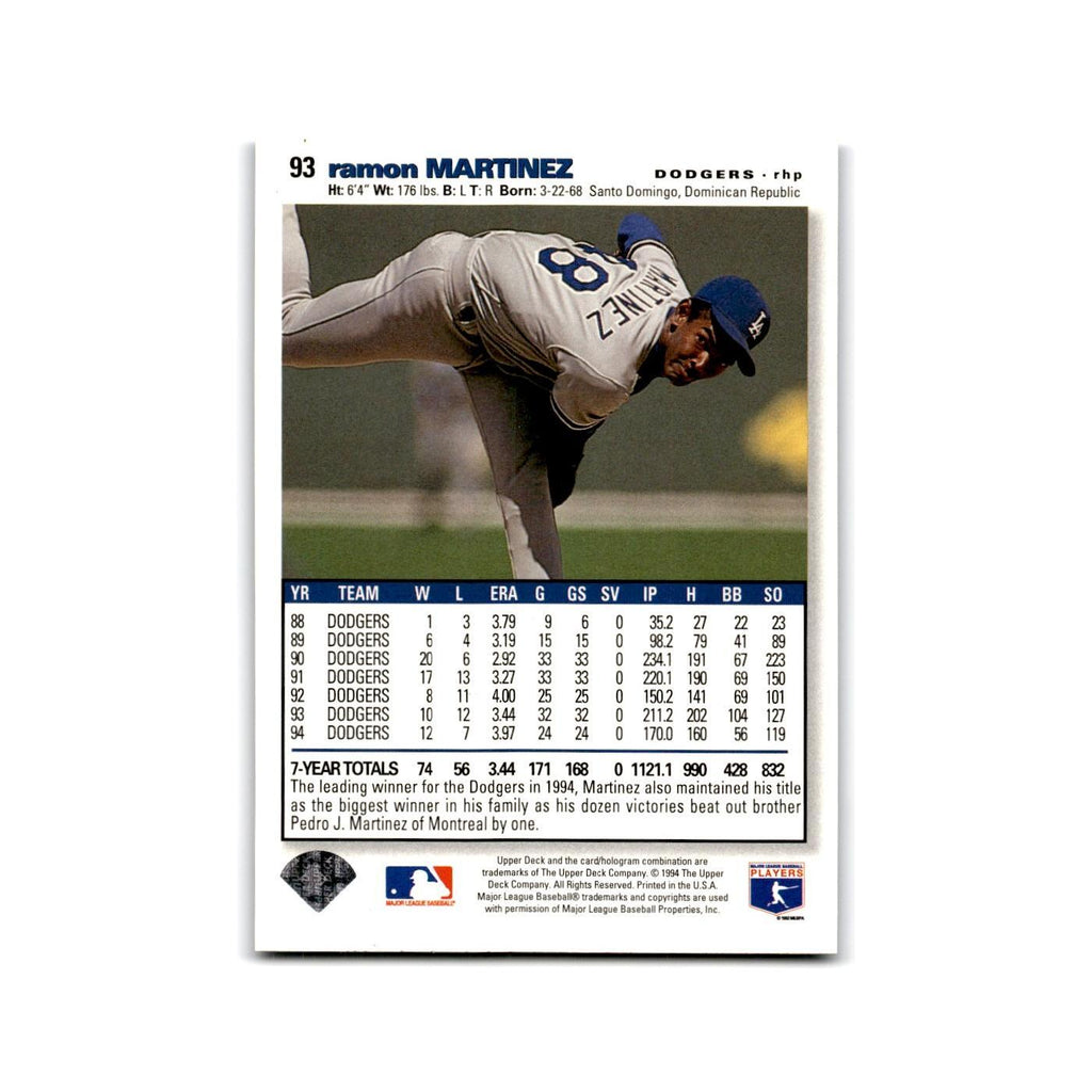 Ramon Martinez 1995 Collector's Choice SE #93 Los Angeles Dodgers NM