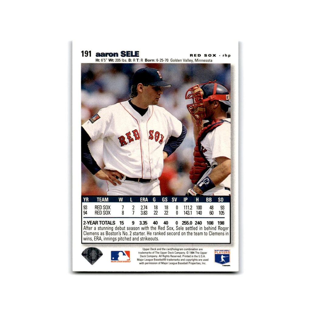 Aaron Sele 1995 Collector's Choice SE #191 Boston Red Sox Baseball Card NM