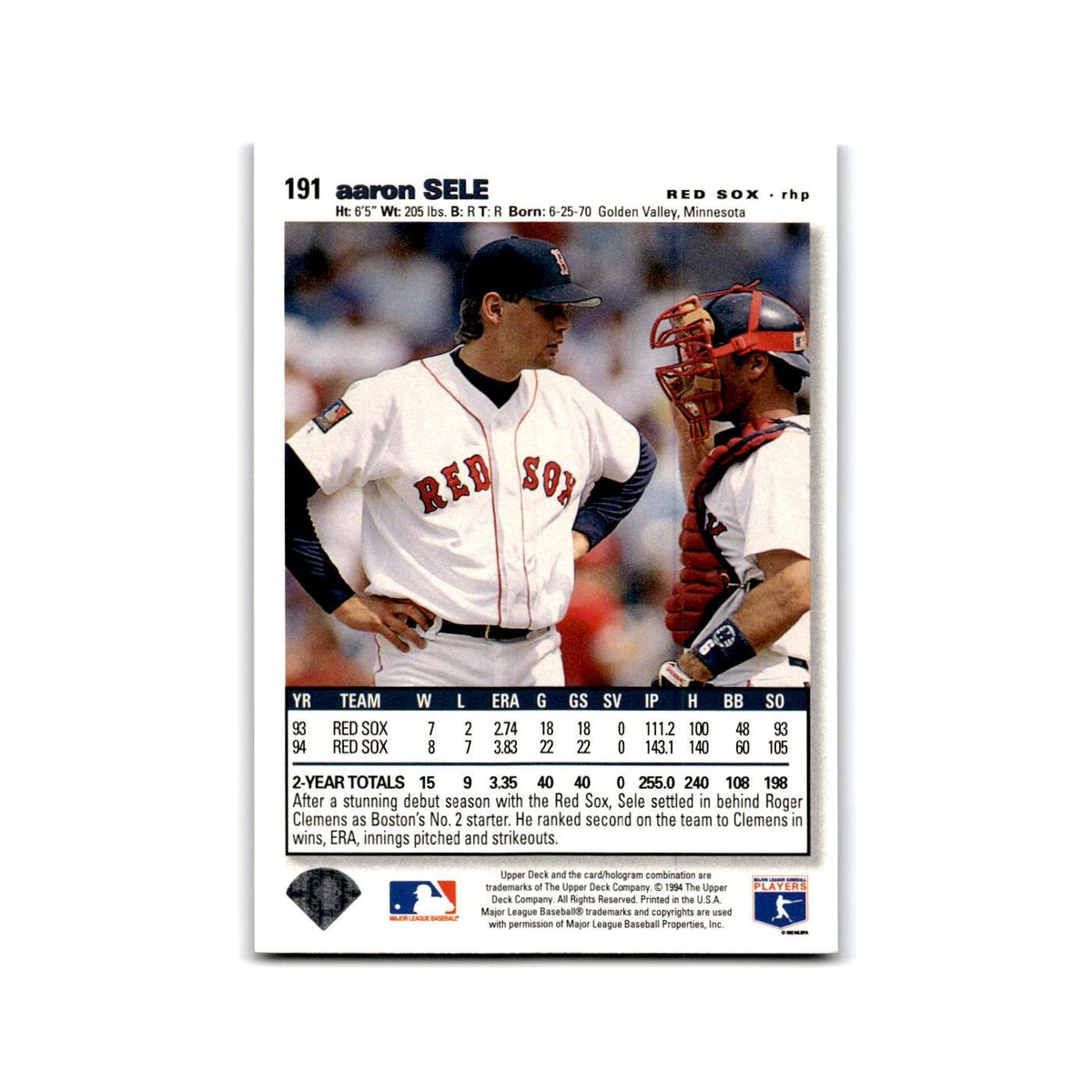 Aaron Sele 1995 Collector's Choice SE #191 Boston Red Sox Baseball Card NM