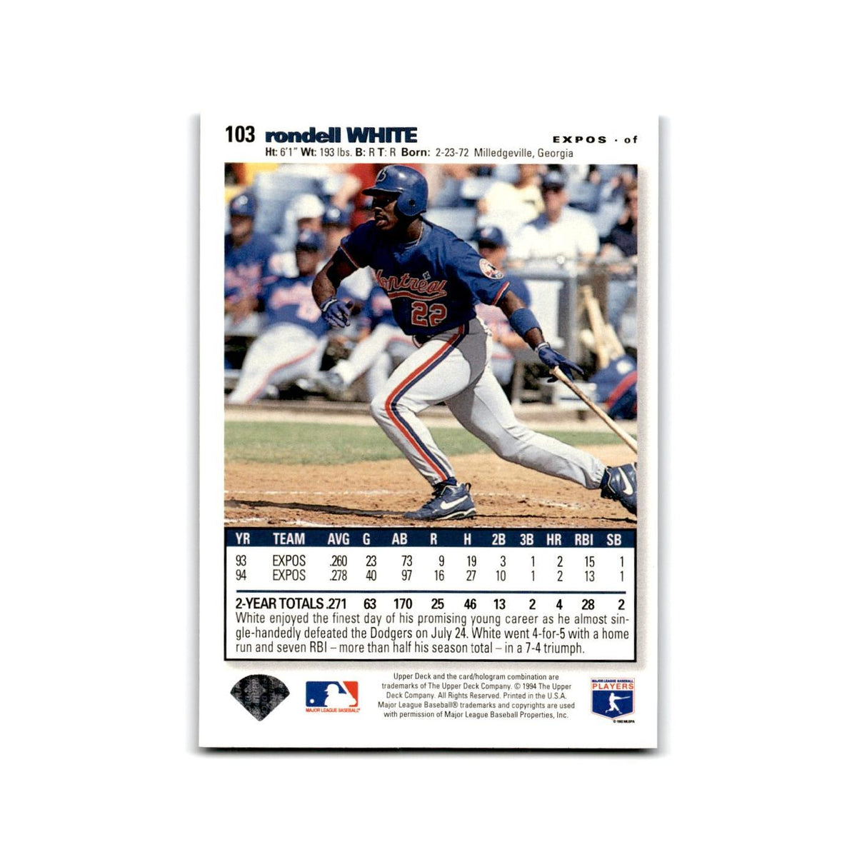 Rondell White 1995 Collector's Choice SE #103 Montreal Expos Baseball Card NM